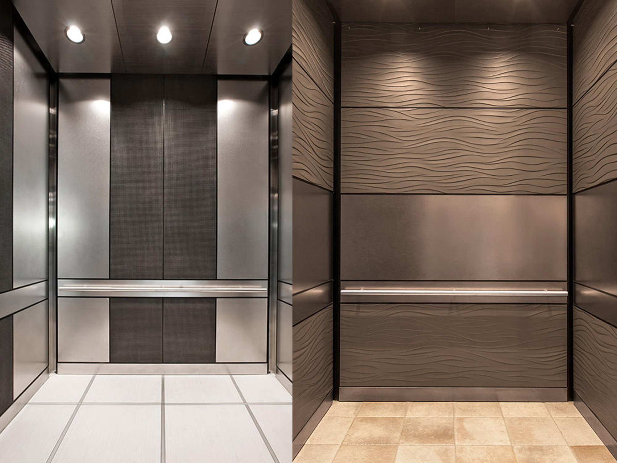 Two lift space with differen design patterns.